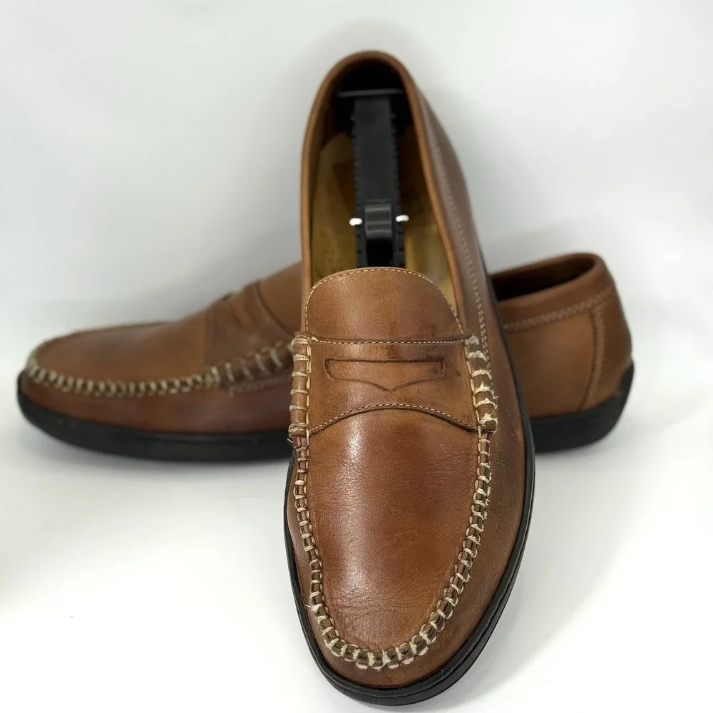 Cole‎ Haan Men's 10 Brown Leather Penny Loafers Slip On Casual Dress Shoes
